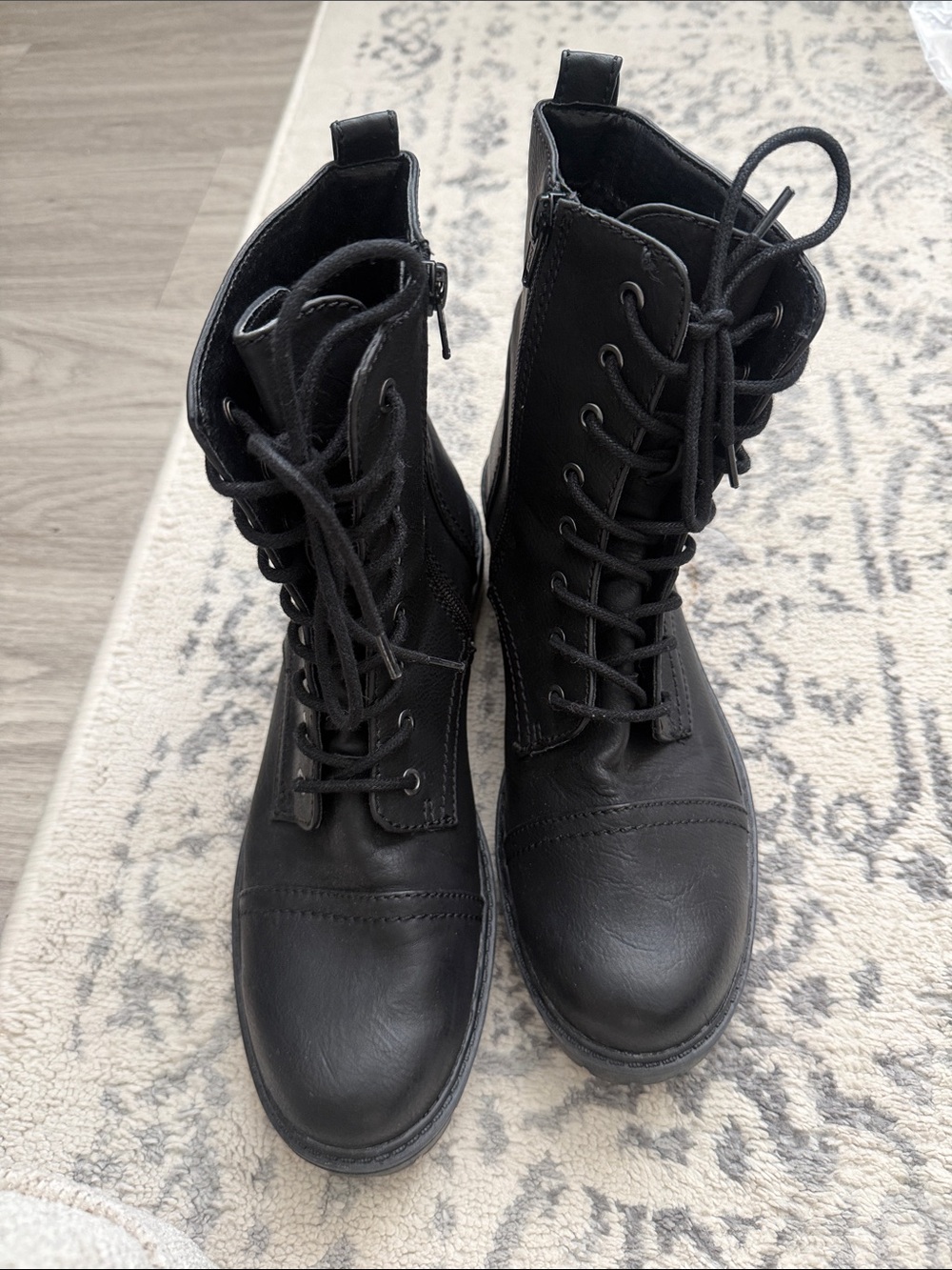 Black Lace-Up Combat Boots - Women's